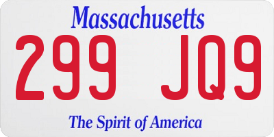 MA license plate 299JQ9
