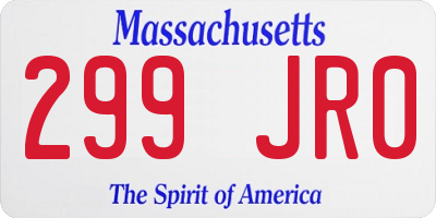MA license plate 299JR0