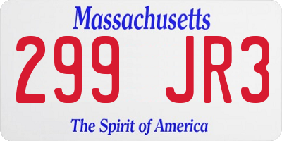 MA license plate 299JR3