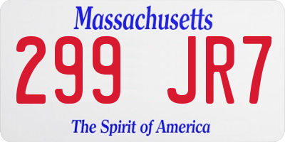 MA license plate 299JR7