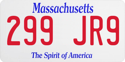 MA license plate 299JR9