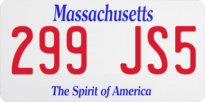MA license plate 299JS5