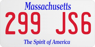 MA license plate 299JS6