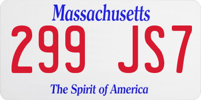 MA license plate 299JS7