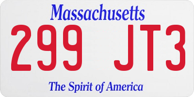 MA license plate 299JT3