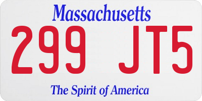 MA license plate 299JT5