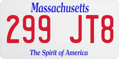 MA license plate 299JT8