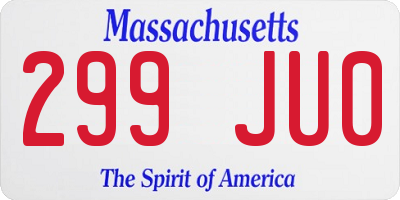 MA license plate 299JU0