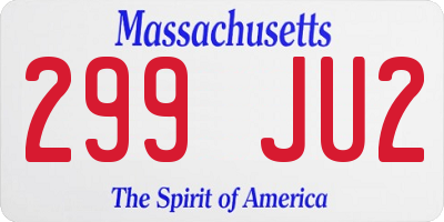 MA license plate 299JU2