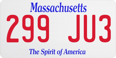 MA license plate 299JU3