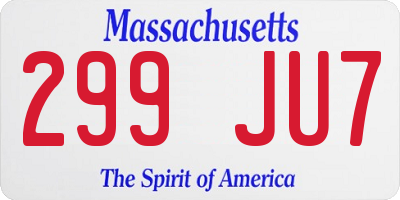 MA license plate 299JU7