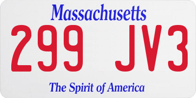 MA license plate 299JV3