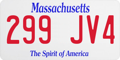 MA license plate 299JV4