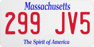 MA license plate 299JV5