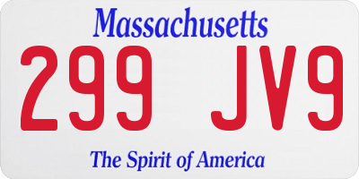 MA license plate 299JV9