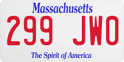 MA license plate 299JW0