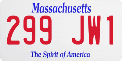 MA license plate 299JW1