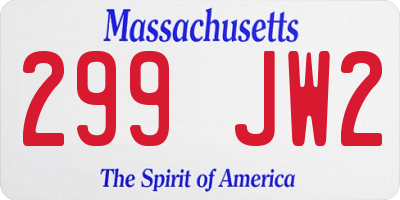 MA license plate 299JW2