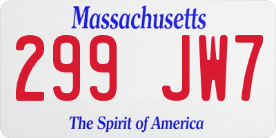 MA license plate 299JW7