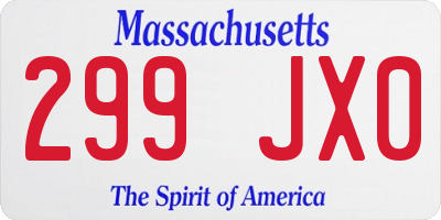 MA license plate 299JX0