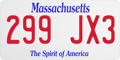 MA license plate 299JX3