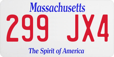 MA license plate 299JX4