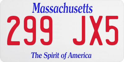 MA license plate 299JX5
