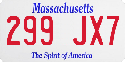 MA license plate 299JX7