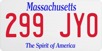 MA license plate 299JY0