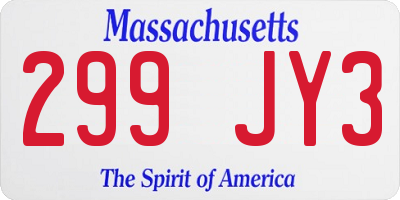 MA license plate 299JY3
