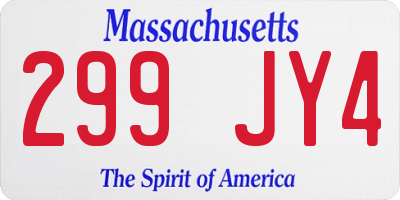 MA license plate 299JY4