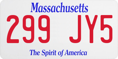MA license plate 299JY5