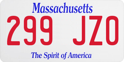MA license plate 299JZ0