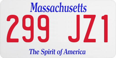 MA license plate 299JZ1
