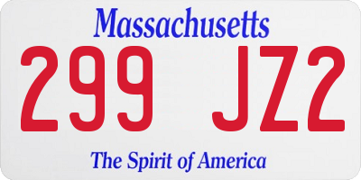 MA license plate 299JZ2