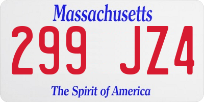 MA license plate 299JZ4