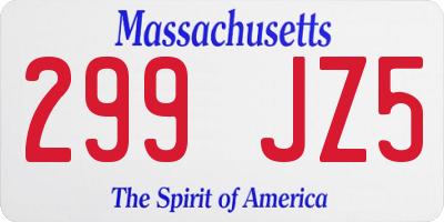 MA license plate 299JZ5