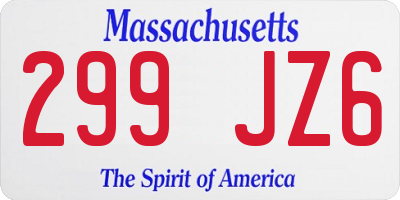 MA license plate 299JZ6