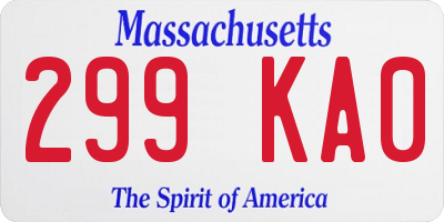 MA license plate 299KA0