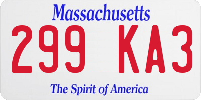 MA license plate 299KA3