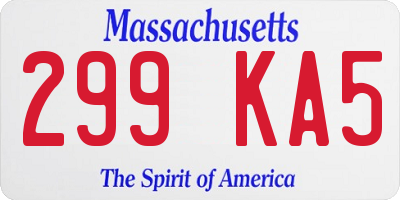 MA license plate 299KA5