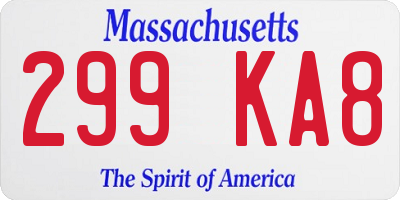 MA license plate 299KA8