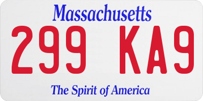 MA license plate 299KA9