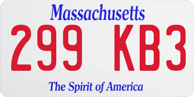 MA license plate 299KB3