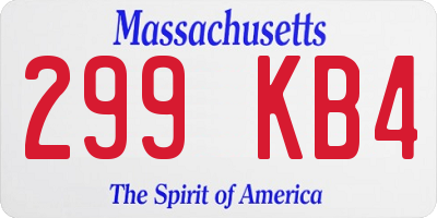 MA license plate 299KB4