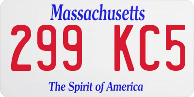MA license plate 299KC5