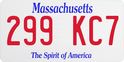 MA license plate 299KC7