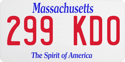 MA license plate 299KD0