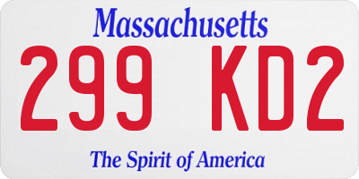 MA license plate 299KD2