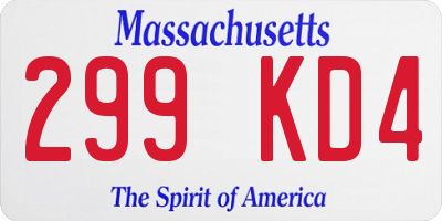 MA license plate 299KD4